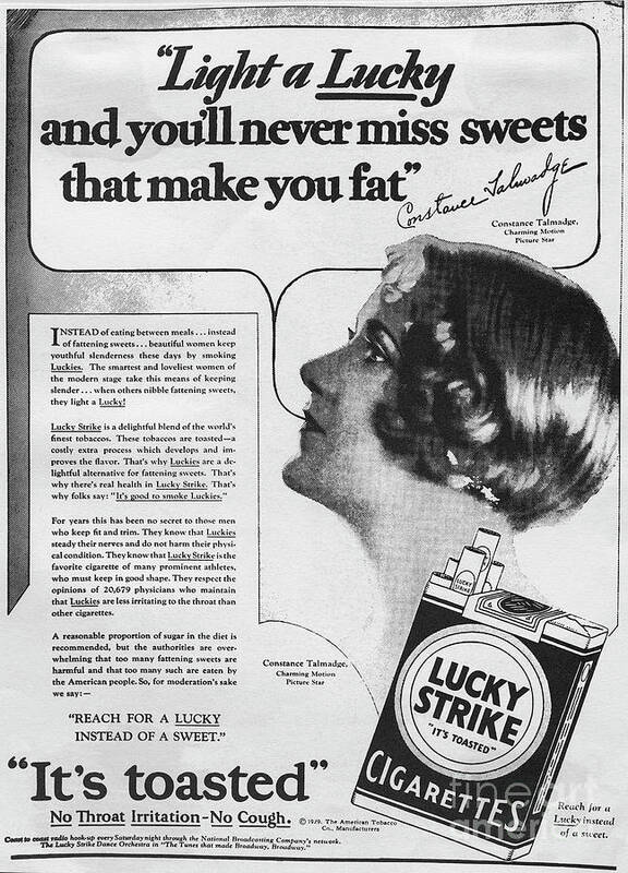 People Art Print featuring the photograph Lucky Cigarette Advertisement by Bettmann