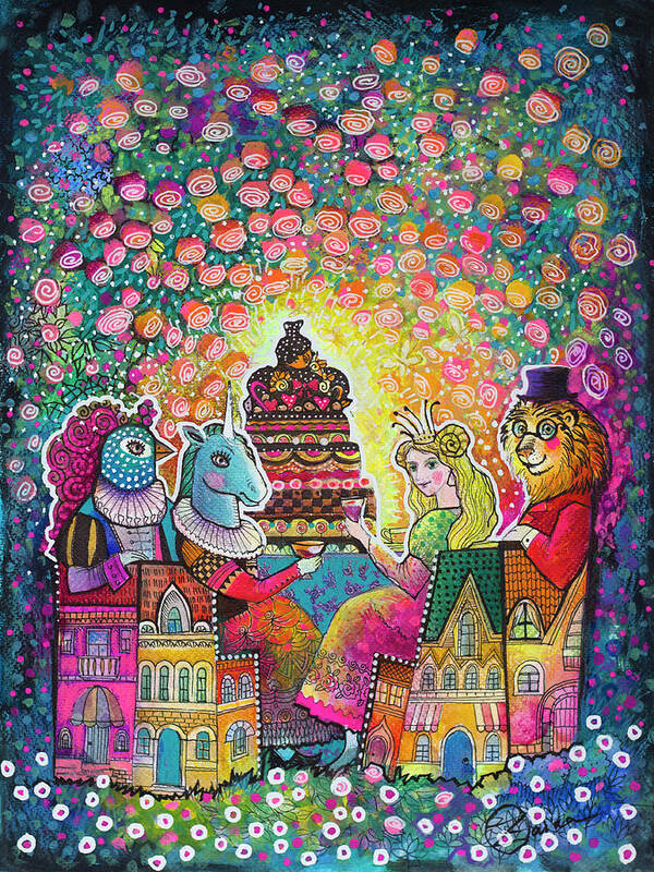 Magic Cake Art Print featuring the painting Magic Cake by Oxana Zaika