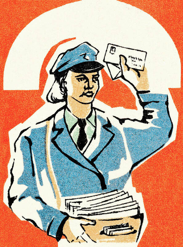 Adult Art Print featuring the drawing Mailman by CSA Images