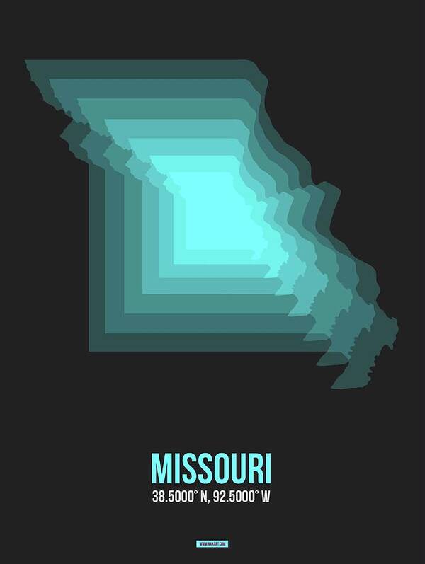 Missouri Art Print featuring the digital art Map of Missouri 2 by Naxart Studio