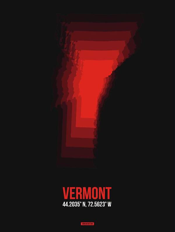 Vermont Art Print featuring the digital art Map of Vermont 1 by Naxart Studio