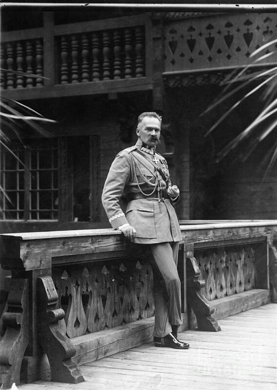 People Art Print featuring the photograph Marshal Pilsudski Standing On Balcony by Bettmann