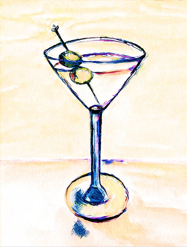 Martinii Art Print featuring the painting Martini Anyone? 3 by Vanessa Katz