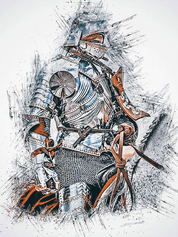 Medieval Chivalry Art Print featuring the painting Medieval Knight - 07 by AM FineArtPrints