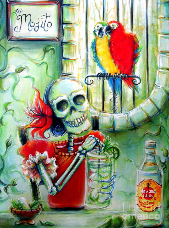 Day Of The Dead Art Print featuring the painting Mi Mojito by Heather Calderon