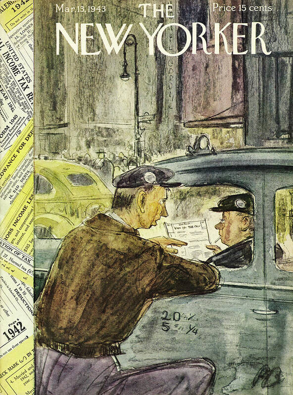 Auto Art Print featuring the painting New Yorker March 13, 1943 by Perry Barlow