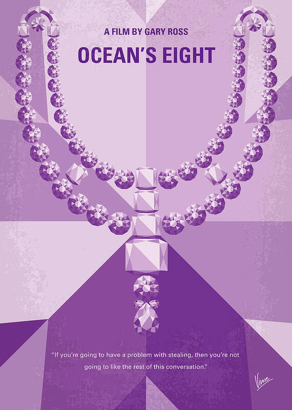 Oceans Eight Art Print featuring the digital art No995 My Oceans Eight minimal movie poster by Chungkong Art