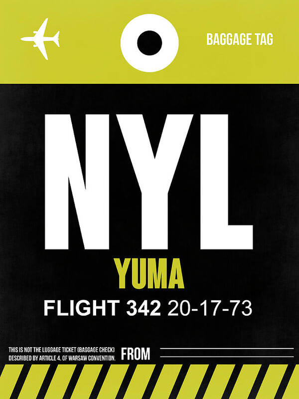 Yuma Art Print featuring the digital art NYL Yuma Luggage Tag II by Naxart Studio