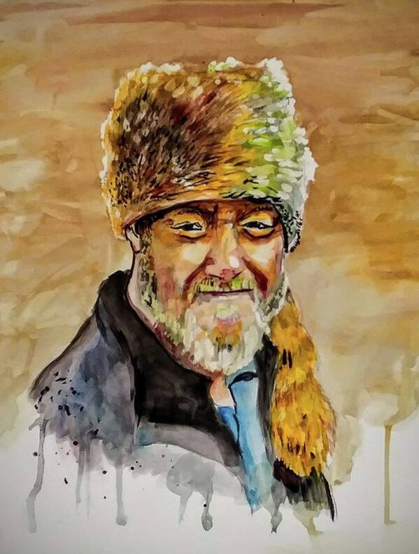 Trapper Art Print featuring the painting Old Trapper by Mike Benton