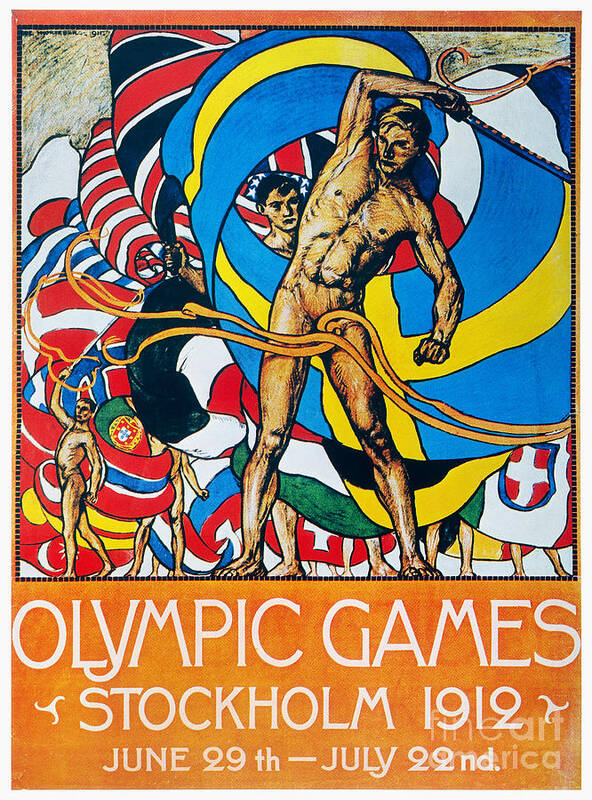 1912 Art Print featuring the drawing Olympic Games Poster, 1912 by Granger