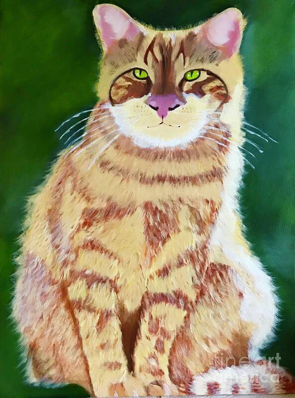 Original Art Work Art Print featuring the painting Original Oil Painting Orange Tabby Cat by Theresa Honeycheck