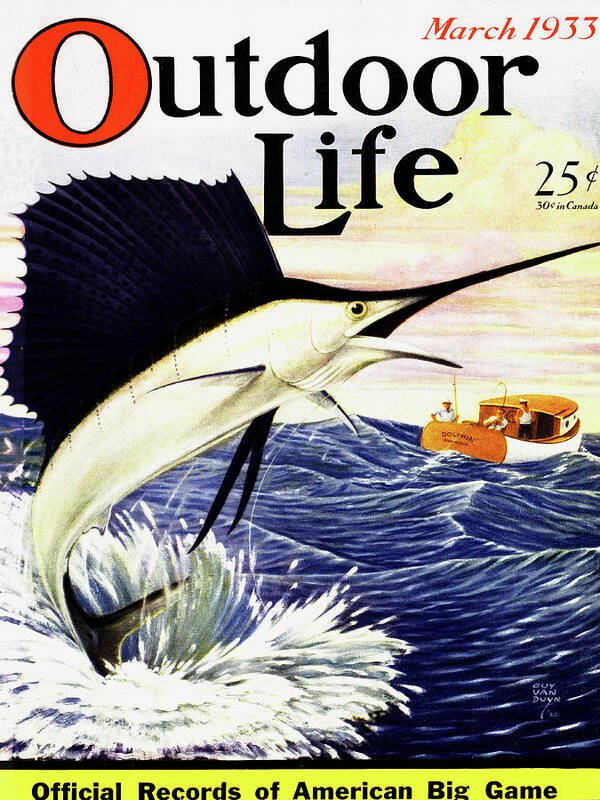 Marlin Art Print featuring the painting Outdoor Life Magazine Cover March 1933 by Outdoor Life