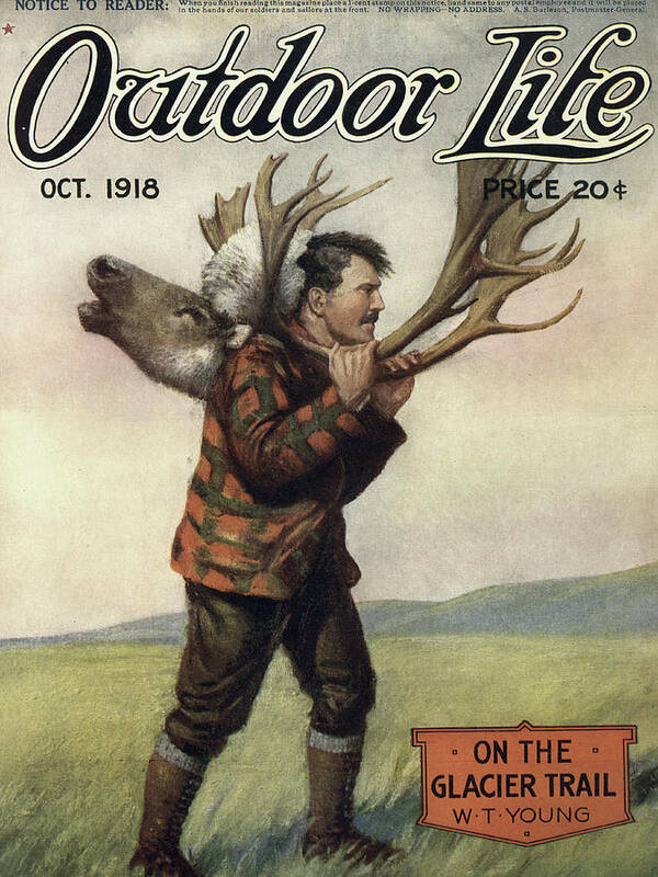 Caribou Art Print featuring the painting Outdoor Life Magazine Cover October 1918 by Outdoor Life