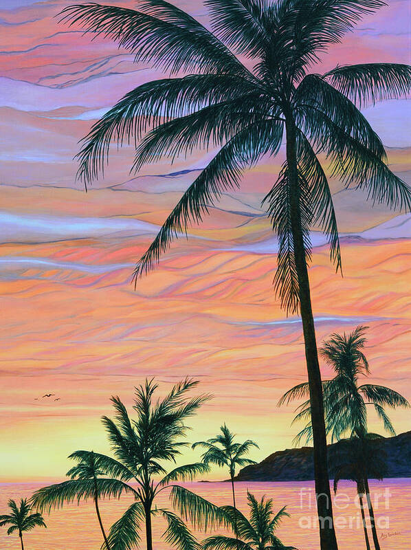 Seascape Art Print featuring the painting Pacific Sunset by Aicy Karbstein