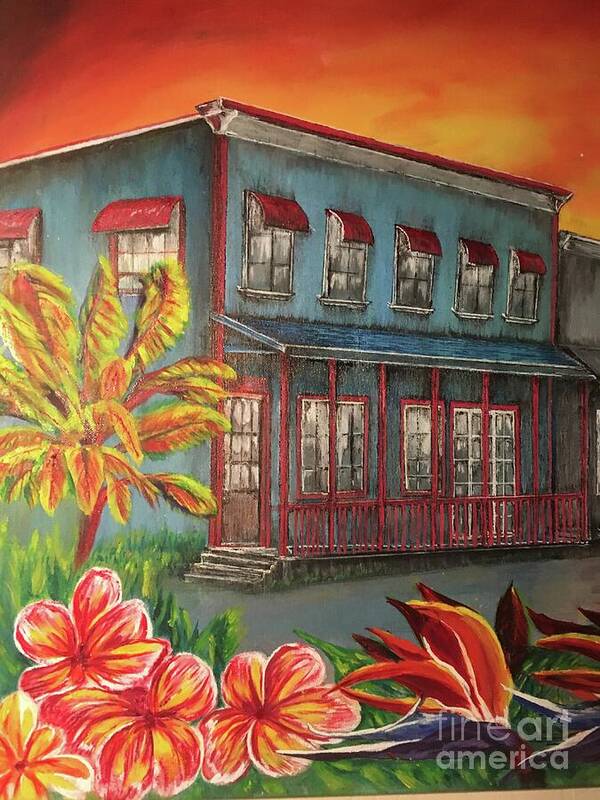 Hawaii Architecture Art Print featuring the painting Pahoa Town, Hawaii by Michael Silbaugh