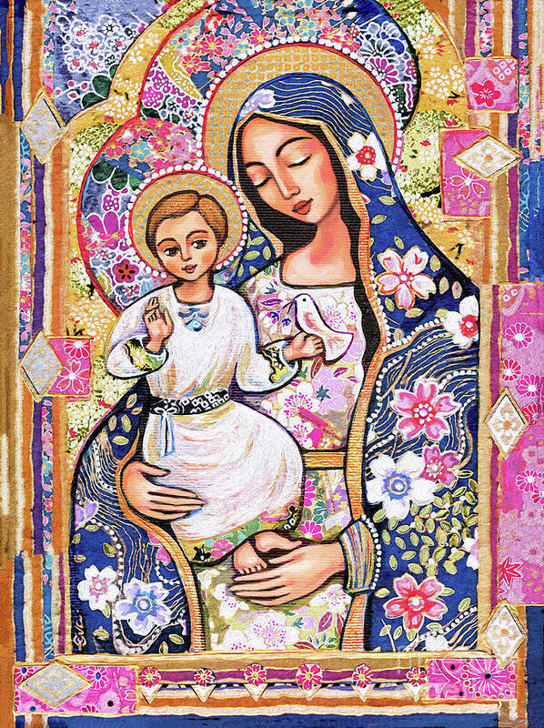Mother And Child Art Print featuring the painting Panagia Eleousa by Eva Campbell