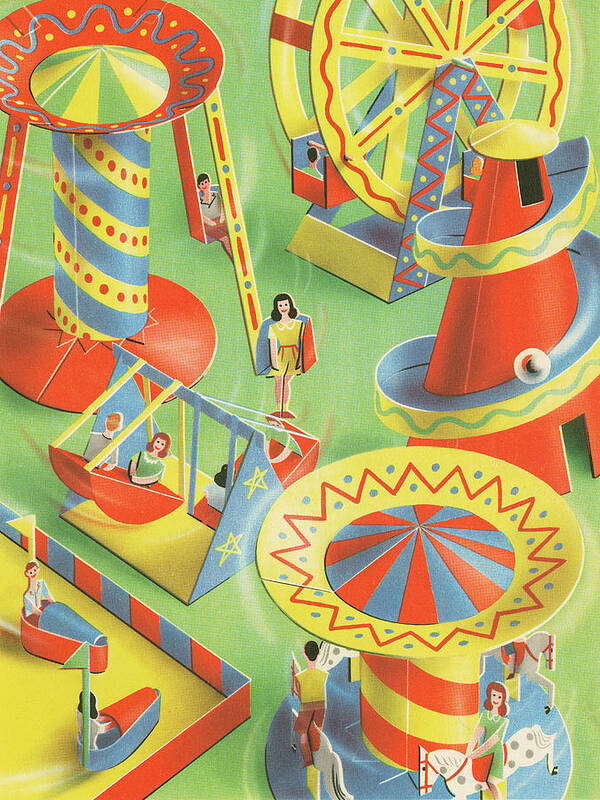 Amuse Art Print featuring the drawing Paper Carnival Toys by CSA Images