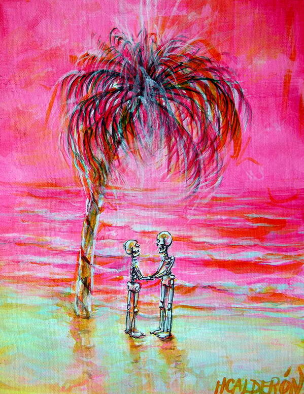 Pink Art Print featuring the painting Pink Beach Dream by Heather Calderon