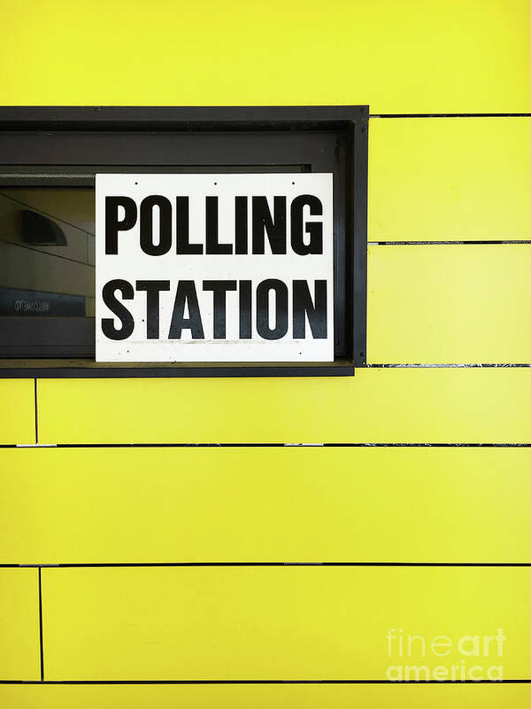 Arrow Art Print featuring the photograph Polling station sign by Tom Gowanlock
