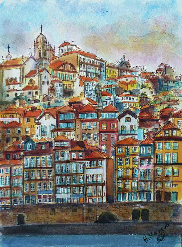 Porto Art Print featuring the painting Porto by Henrieta Maneva