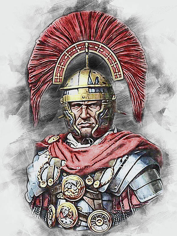 Roman Legion Art Print featuring the painting Portrait of a Roman Legionary - 48 by AM FineArtPrints