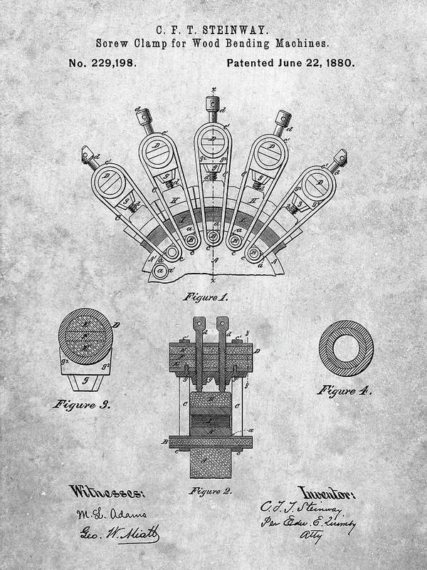 Pp1031-slate Screw Clamp 1880 Patent Poster Art Print featuring the digital art Pp1031-slate Screw Clamp 1880 Patent Poster by Cole Borders