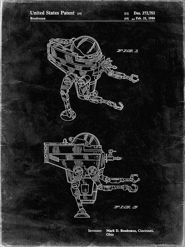 Pp1107-black Grunge Mattel Space Walking Toy Patent Poster Art Print featuring the digital art Pp1107-black Grunge Mattel Space Walking Toy Patent Poster by Cole Borders