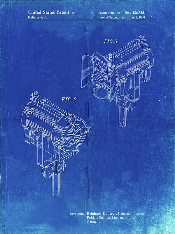 Pp495-faded Blueprint Stage Lights Patent Poster Art Print featuring the digital art Pp495-faded Blueprint Stage Lights Patent Poster by Cole Borders