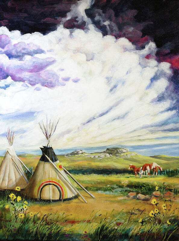 Indian Art Print featuring the painting Red Cloud at the Niobrara by Cynthia Westbrook