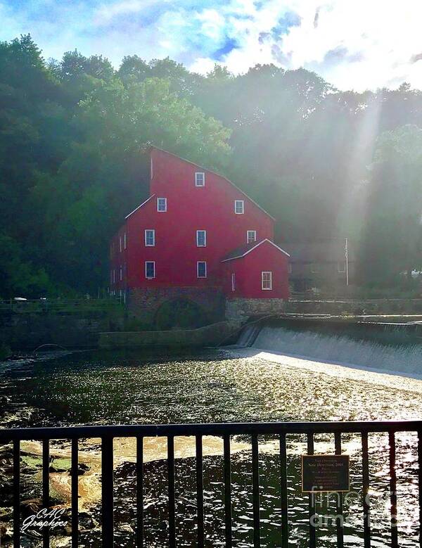 Red Mill Art Print featuring the photograph Red Mill Sunrays by CAC Graphics