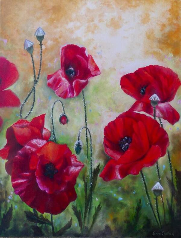 Red Poppy Art Art Print featuring the painting Remember Me by Karen Kennedy Chatham