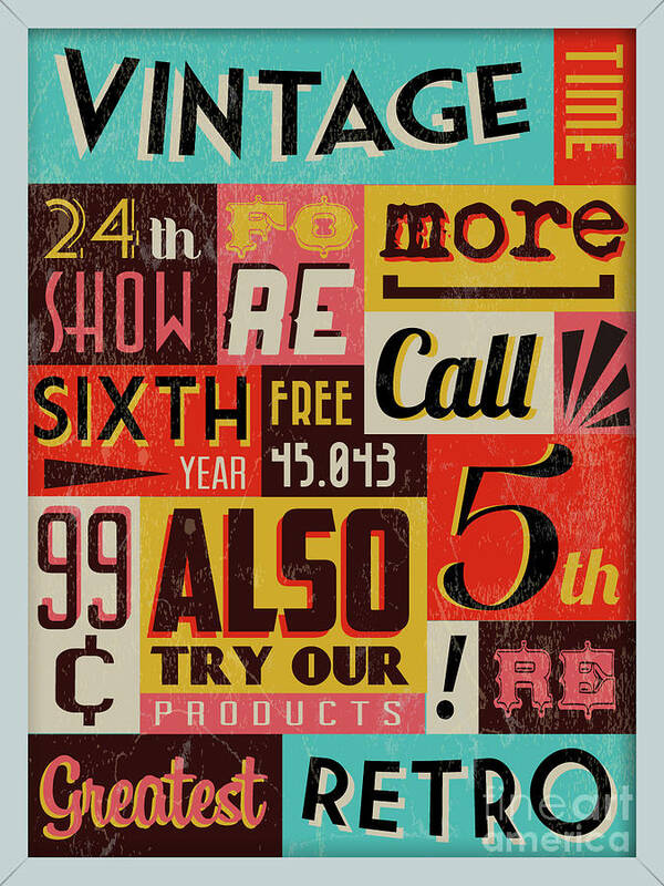 Retro Vintage Background With Typography Print by Vintage Vectors Studio - Fine Art America