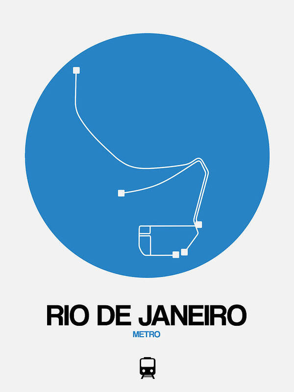 Vacation Art Print featuring the digital art Rio De Janeiro Blue Subway Map by Naxart Studio