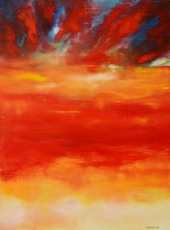 Abstract Landscape Art Print featuring the painting Rise by Elizabeth Cox