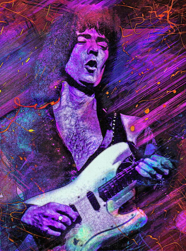 Ritchie Blackmore Art Print featuring the mixed media Ritchie Blackmore by Mal Bray