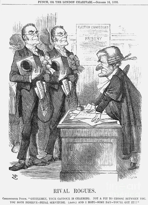 Engraving Art Print featuring the drawing Rival Rogues, 1880. Artist Joseph Swain by Print Collector