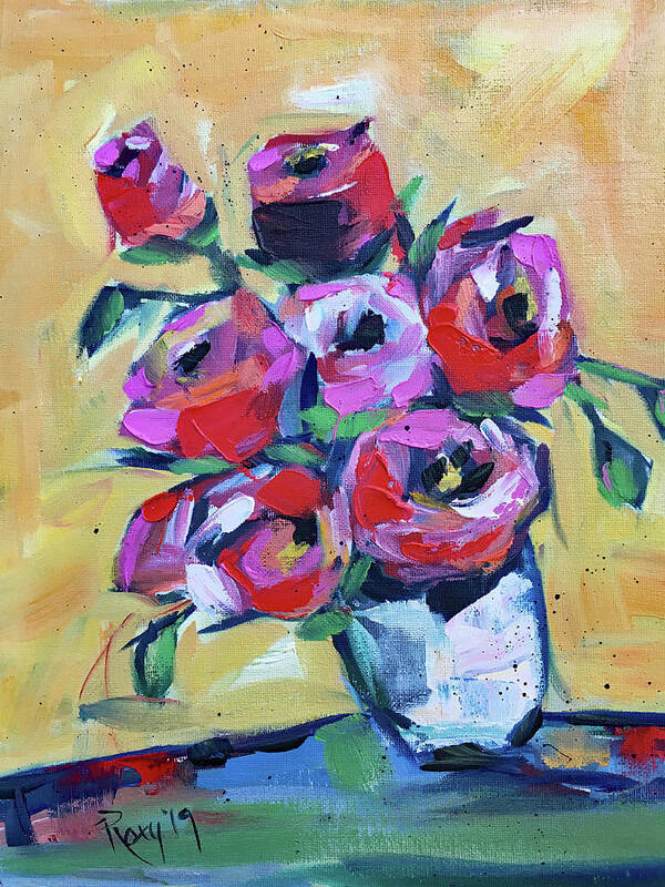Roses Art Print featuring the painting Roses by Roxy Rich