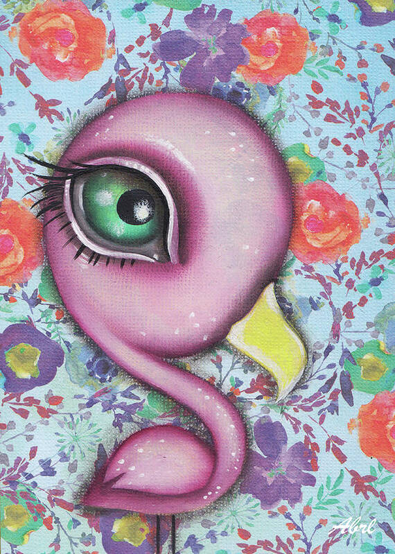 Flamingo Art Print featuring the painting Rosita Flamingo by Abril Andrade