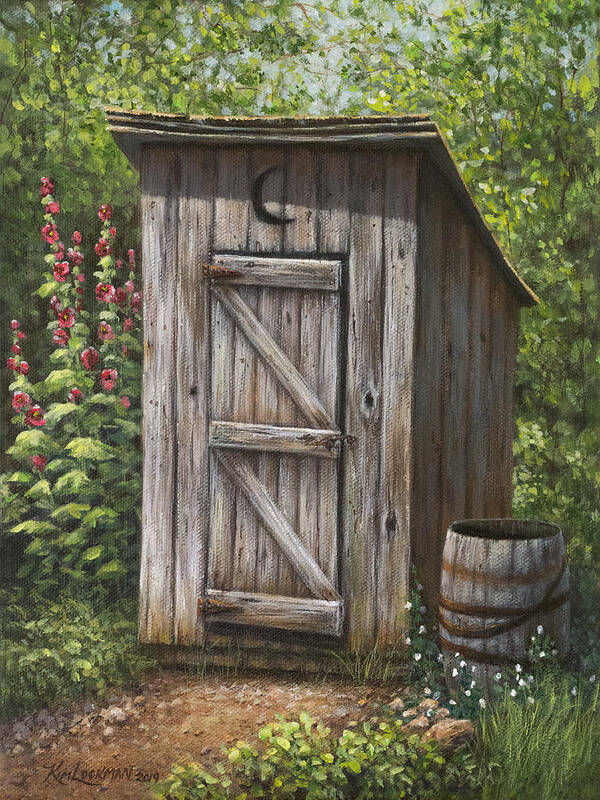 Outhouse Art Print featuring the painting Rustic Rest Stop by Kim Lockman