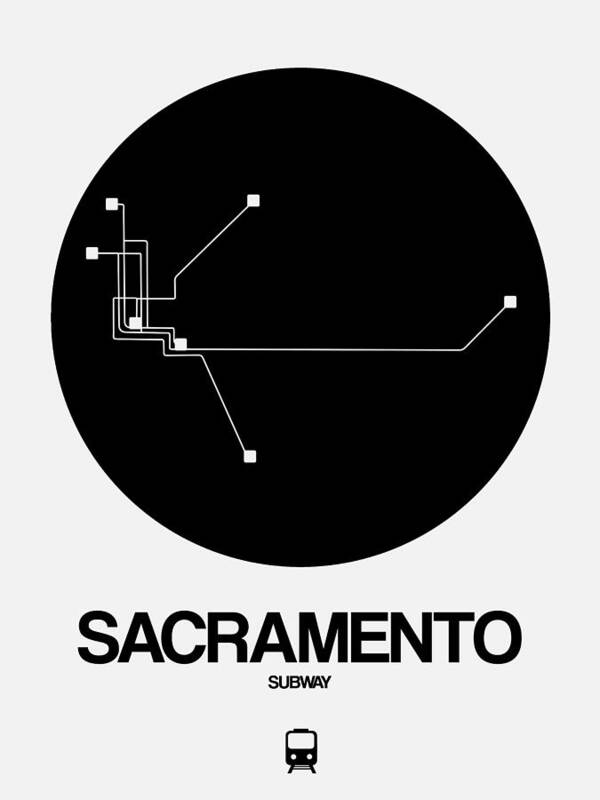Sacramento Art Print featuring the digital art Sacramento White Subway Map by Naxart Studio