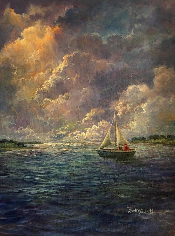 Sailing Art Print featuring the painting Sailing The Divine Light by Rand Burns