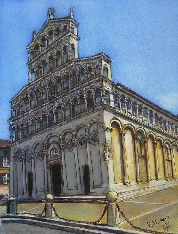 Architecture Art Print featuring the painting San Michele in Foro, Lucca by Henrieta Maneva