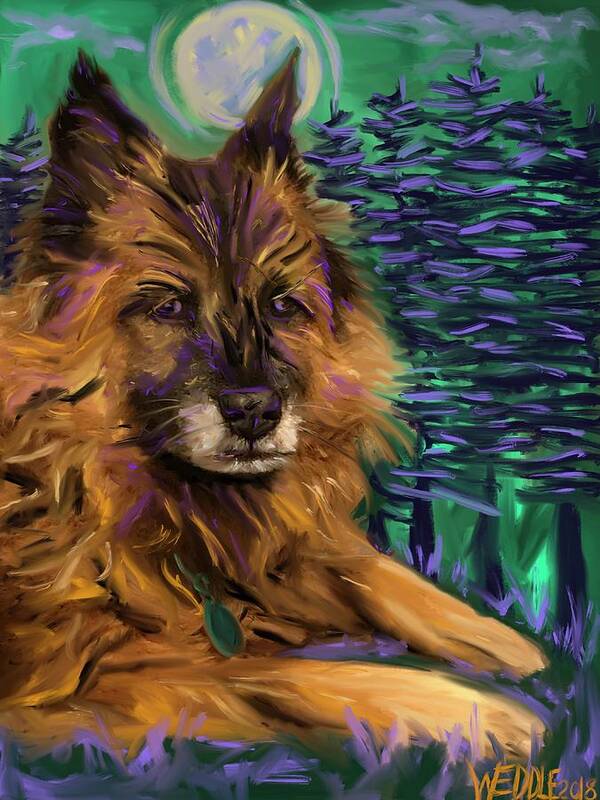 Dog Art Print featuring the digital art Sasha by Angela Weddle