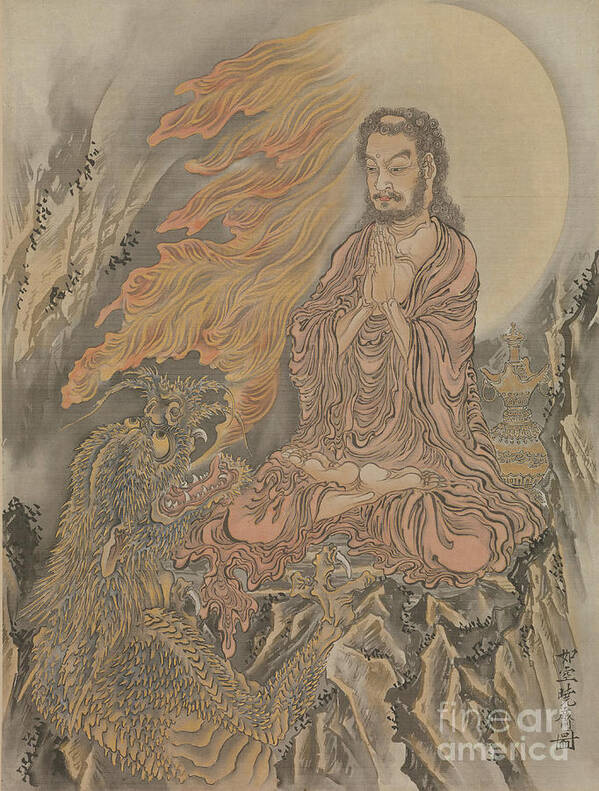 People Art Print featuring the drawing Shakyamuni Conquering The Demons Shaka by Heritage Images