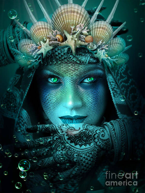 Underwater Art Print featuring the digital art Sister Green Eyes by Kathy Kelly