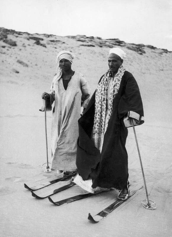 Skiing Art Print featuring the photograph Skiers On The Sand In Egypt In 1939 by Keystone-france