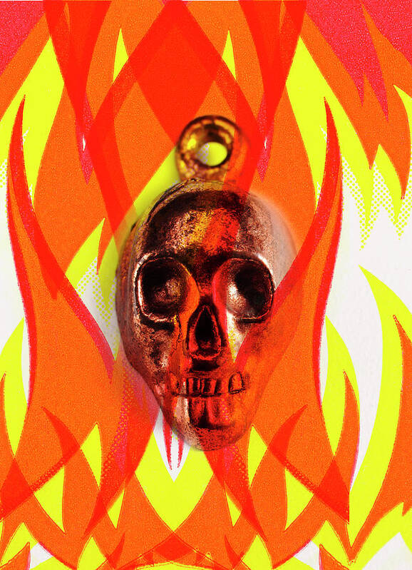 Blaze Art Print featuring the drawing Skull and Flames by CSA Images