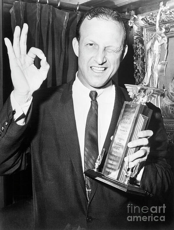 People Art Print featuring the photograph S.musial Poses Whis Trophy & Gestures by Bettmann
