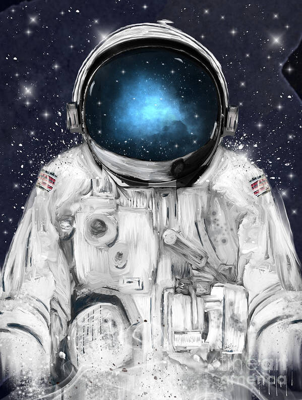 Astronauts Art Print featuring the painting Space Adventurer by Bri Buckley