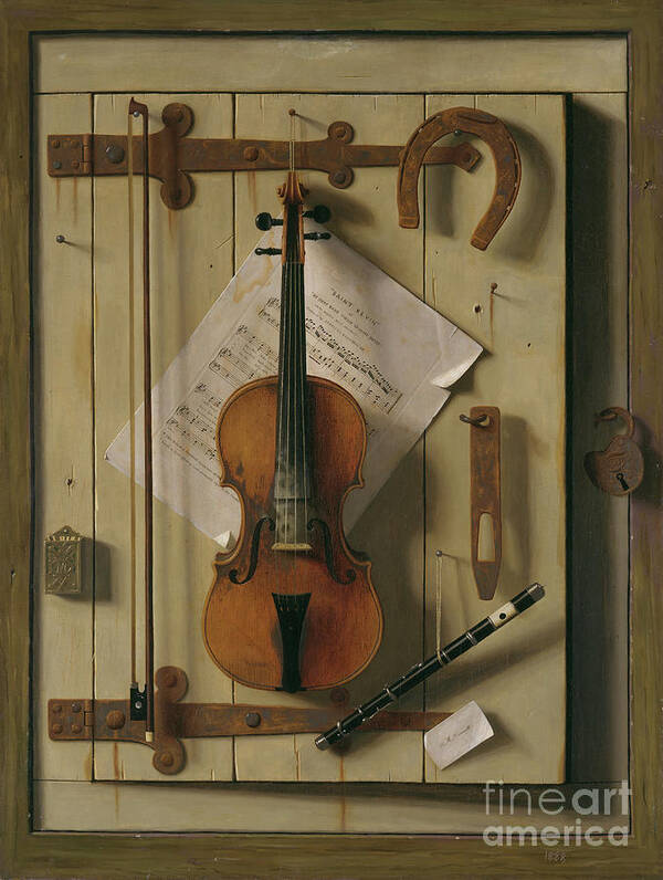 Oil Painting Art Print featuring the drawing Still Lifeviolin And Music by Heritage Images